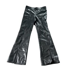Abercrombie Kids Black Faux Leather Flare Pants Size 7/8 Stretch Pull On